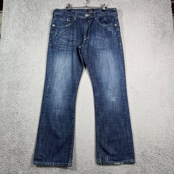 Buffalo David Bitton Jeans Men 34x32 Medium Wash King Slim Bootcut Flap Faded - Picture 2 of 13